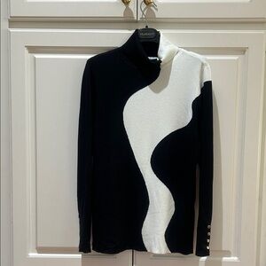 Chico's Black and White Cowl Neck Sweater